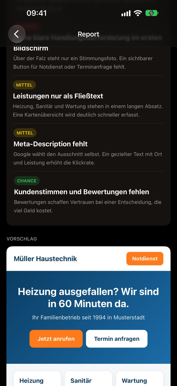 Priorisierte Befunde und Verbesserungsvorschlag