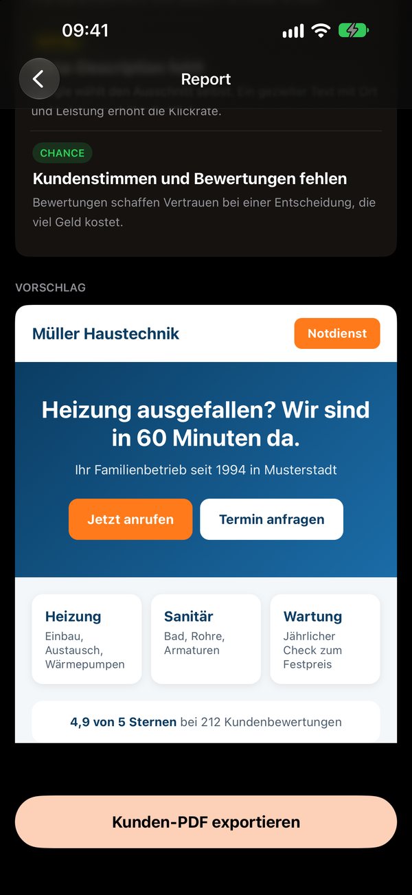 Mockup-Vorschau und PDF-Export